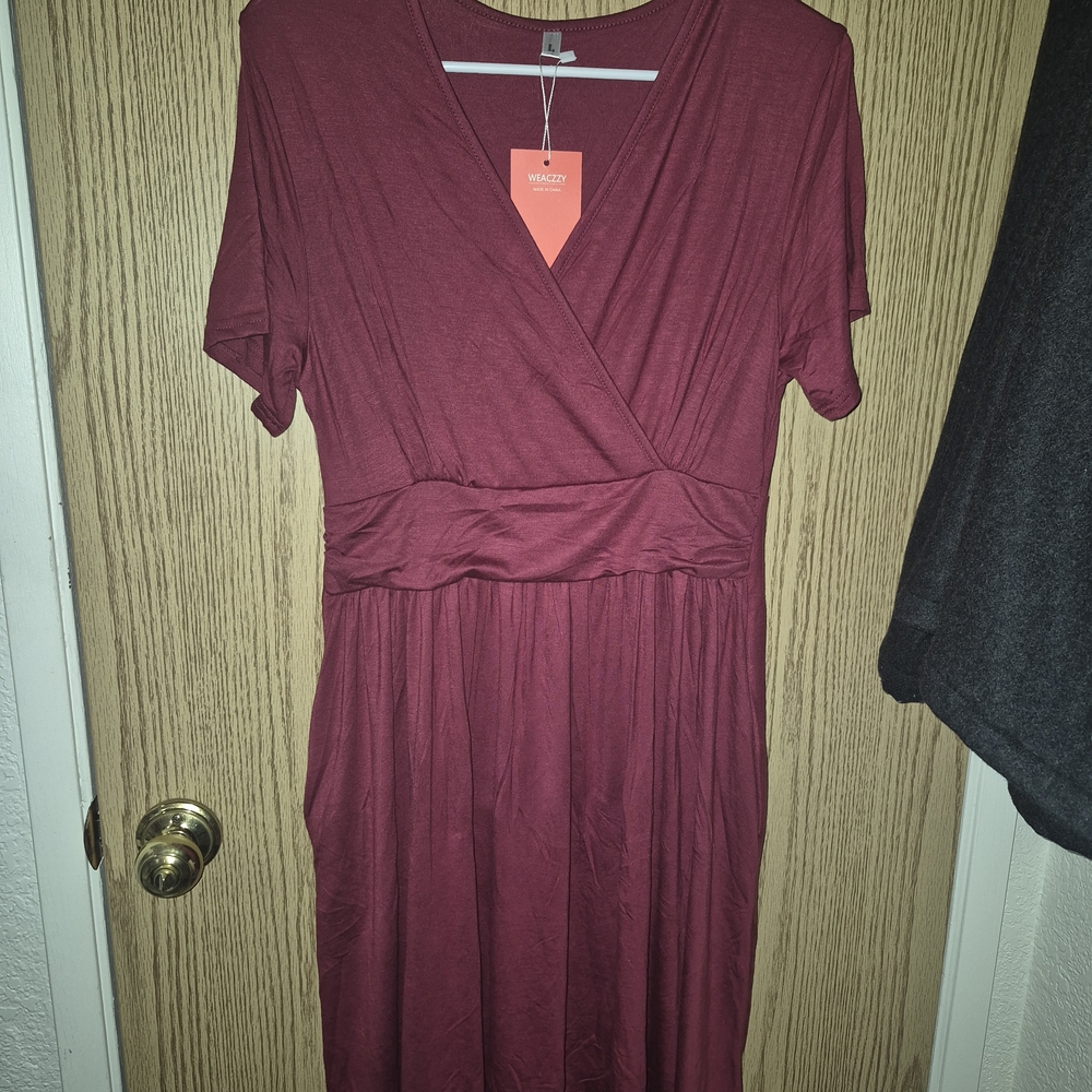Windsor Wine-Red Wrap Midi Dress